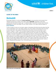 LESSON 1  GAME OF THE WEEK Kabaddi