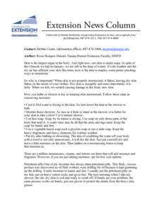 Extension News Column      University of Alaska Fairbanks, Cooperative Extension Service, www.uaf.edu/ces/ 