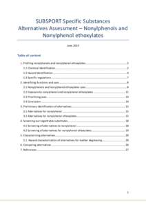 SUBSPORT Specific Substances Alternatives Assessment – Nonylphenols and Nonylphenol ethoxylates June[removed]Table of content