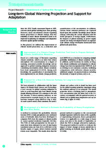 ２ Principal Research Results Project Research ― Establishment of Optimal Risk Management Long-term Global Warming Projection and Support for Adaptation