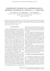 NUCLEAR-PHYSICAL METHODS AND PROCESSING OF DATA  INDEPENDENT METHOD OF Au DETERMINATION IN DIFFERENT MATERIALS BY APPLYING (γ,γ’)m -REACTION S.N. Afanas’ev1 , E.L. Kuplennikov1∗, 1