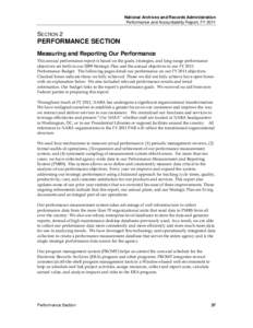 National Archives and Records Administration Performance and Accountability Report, FY 2011 SECTION 2  PERFORMANCE SECTION