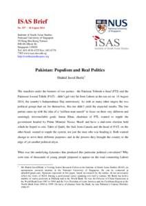 ISAS Brief No. 337 – 18 August 2014 Institute of South Asian Studies National University of Singapore 29 Heng Mui Keng Terrace