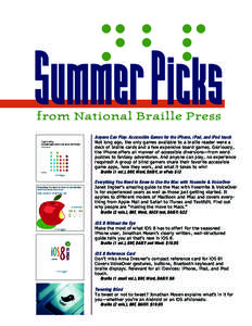 NBP  Summer Picks from National Braille Press  Anyone Can Play: Accessible Games for the iPhone, iPad, and iPod touch