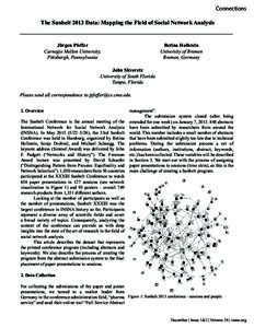 Connections The Sunbelt 2013 Data: Mapping the Field of Social Network Analysis Jürgen Pfeffer Carnegie Mellon University, Pittsburgh, Pennsylvania