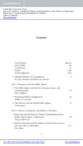 Cambridge University Press[removed]9 - Mediated Politics: Communication in the Future of Democracy Edited by W. Lance Bennett and Robert M. Entman Table of Contents More information