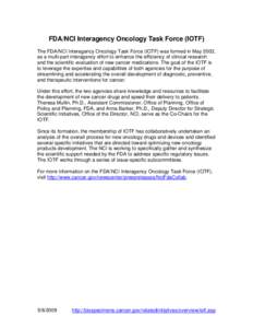 FDA/NCI Interagency Oncology Task Force (IOTF)