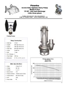 Piranha  Severe Duty Agitator Slurry Pump Model P-75-A 75 HP / 6&8 Inch Discharge 460v/three phase
