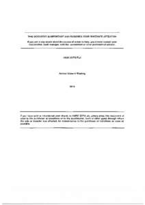 THIS DOCUMENT IS IMPORTANT AND REQUIRES YOUR IMMEDIATE ATTENTION If you are in any doubt about the course of action to take, you should consult your stockbroker, bank manager, solicitor, accountant or other professional 