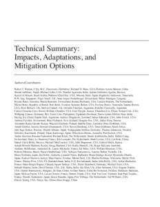 Technical Summary: Impacts, Adaptations, and Mitigation Options Authors/Contributors Robert T. Watson, USA; M.C. Zinyowera, Zimbabwe; Richard H. Moss, USA; Roberto Acosta Moreno, Cuba; Sharad Adhikary, Nepal; Michael Adl