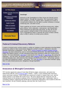 Clearinghouse of New Voices for Criminal Justice Reform Bulletin