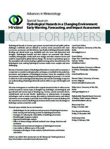 Advances in Meteorology Special Issue on Hydrological Hazards in a Changing Environment: Early Warning, Forecasting, and Impact Assessment  CALL FOR PAPERS