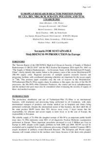 Page 1 of 9  EUROPEAN RESEARCH REACTOR POSITION PAPER BY CEA, IRN, NRG, RCR, SCK•CEN, POLATOM, AND TUM. 3 MARCH 2011 Alain Alberman – CEA, France