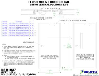 FLUSH MOUNT DOOR DETAIL BRUNO VERTICAL PLATFORM LIFT VPL ON THIS SIDE OF DOOR 4 3/4