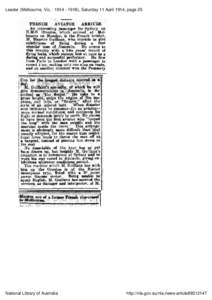 Leader (Melbourne, Vic. : ), Saturday 11 April 1914, page 25  ARRIVES. An rintereeting- passenger Orontes,