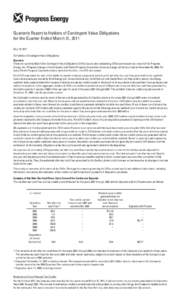 Quarterly Report to Holders of Contingent Value Obligations for the Quarter Ended March 31, 2011 May 16, 2011 To Holders of Contingent Value Obligations: Overview There are currently 98.6 million Contingent Value Obligat