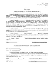 K.S.AAgency Consent to AdoptionCAPTION] AGENCY CONSENT TO ADOPTION OF MINOR CHILD