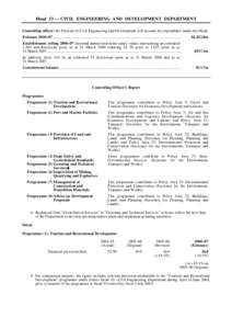 Head 33 — CIVIL ENGINEERING AND DEVELOPMENT DEPARTMENT Controlling officer: the Director of Civil Engineering and Development will account for expenditure under this Head. Estimate 2006–07 ...........................