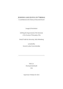 Josephus and Justus of Tiberias A Contribution to the History of the Jewish Revolt Inaugural Dissertation fulfilling the Requirements of the Doctorate of the Faculty of Philosophy of the
