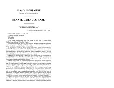 77th[removed]Session Journal - (Wednesday), May 1, [removed]SENATE DAILY JOURNAL		THE EIGHTY-SEVENTH DAY