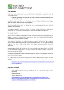 Pest animals Under the Catchment & Land Protection Act 1994, a landholder is required to take all reasonable steps to: o  Eradicate and prevent the spread of, and as far as possible, eradicate established pest