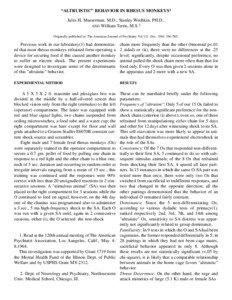 “ALTRUISTIC” BEHAVIOR IN RHESUS MONKEYS1 Jules H. Masserman, M.D.; Stanley Wechkin, PH.D., AND William Terris, M.S.2