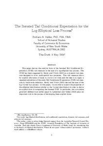 The Iterated Tail Conditional Expectation for the Log-Elliptical Loss Process∗† Emiliano A. Valdez, PhD, FSA, FIAA