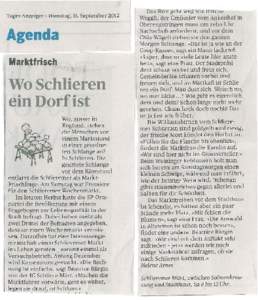 Tages-Anzeiger - Dienstag, lL SeptemberAgenda Marktfrisch  Wo Schlieren