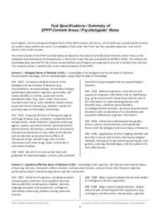    	
   Test Specifications / Summary of EPPP Content Areas / Psychologists’ Roles 	
  