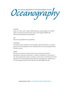 Oceanography THE OFFICIAL MAGAZINE OF THE OCEANOGRAPHY SOCIETY CITATION Dong, S., G. Goni, and R. LumpkinMixed-layer salinity budget in the SPURS region on seasonal to interannual time scales. Oceanography 28(1):