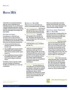 Page 1 of 2  Roth IRA A Roth IRA is a tax-favored retirement plan that can be established by an