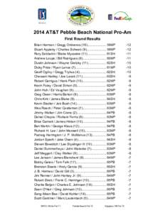 2014 AT&T Pebble Beach National Pro-Am First Round Results Brian Harman / Gregg Ontiveros (16)..................... 59MP Stuart Appleby / Charles Schwab (9)...................... 59MP Rory Sabbatini / Blake Mycoskie (11)