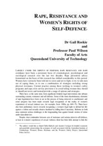 Rape, resistance and women's rights of self-defence