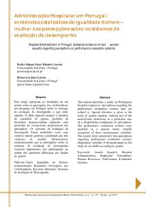 Administração Hospitalar em Portugal: evidências estatísticas de igualdade homem – mulher nas percepções sobre os sistemas de avaliação de desempenho Hospital Administration in Portugal: statistical evidence of