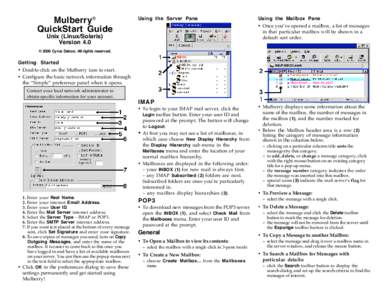 Mulberry® QuickStart Guide Using the Server Pane  Unix (Linux/Solaris)