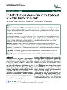 Cost-effectiveness of asenapine in the treatment of bipolar disorder in Canada
