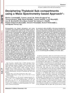 Research © 2014 by The American Society for Biochemistry and Molecular Biology, Inc. This paper is available on line at http://www.mcponline.org Deciphering Thylakoid Sub-compartments using a Mass Spectrometry-based App