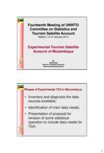 Fourteenth Meeting of UNWTO Committee on Statistics and Tourism Satellite Account Madrid, 14-15 January[removed]Experimental Tourism Satellite