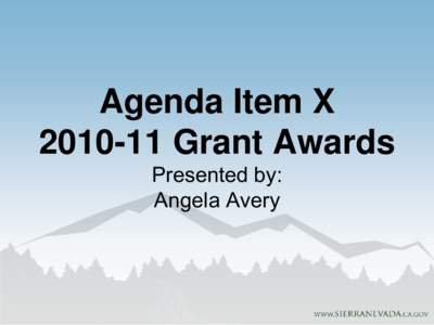 Agenda Item X Grants Recommendations