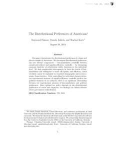 Feb 20, 2015  The Distributional Preferences of Americans∗ Raymond Fisman, Pamela Jakiela, and Shachar Kariv† August 28, 2014