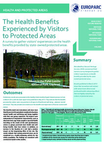 HEALTH AND PROTECTED AREAS  The Health Benefits Experienced by Visitors to Protected Areas