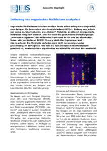 Scientific Highlight   Dotierung von organischen Halbleitern analysiert   Organische Halbleitermaterialien werden heute schon erfolgreich eingesetzt,