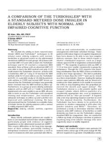 SC Allen et al • Turbohaler and MDI use in Cognitive Impaired Elderly  A COMPARISON OF THE TURBOHALER* WITH A STANDARD METERED DOSE INHALER IN ELDERLY SUBJECTS WITH NORMAL AND IMPAIRED COGNITIVE FUNCTION