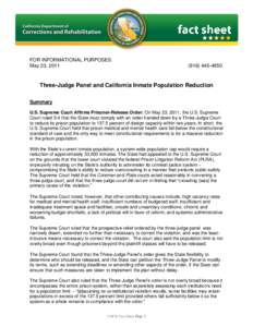 FOR INFORMATIONAL PURPOSES May 23, [removed]4950  Three-Judge Panel and California Inmate Population Reduction