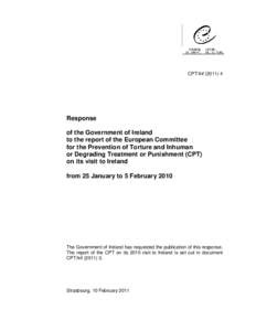 CPT/Inf[removed]Response of the Government of Ireland to the report of the European Committee for the Prevention of Torture and Inhuman