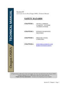 Section IV (previously Section III of Oregon OSHA’s Technical Manual) SAFETY HAZARDS CHAPTER 1: