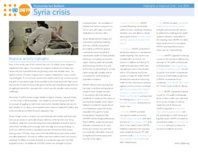 Humanitarian Bulletin  Highlights of response: June - July 2014 Syria crisis contested cities. The population of