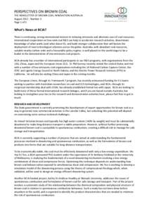 PERSPECTIVES ON BROWN COAL THE NEWSLETTER OF BROWN COAL INNOVATION AUSTRALIA August 2012 : Number 3 Page 1 of 3  What’s News at BCIA?