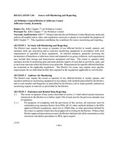 REGULATION[removed]Source Self-Monitoring and Reporting Air Pollution Control District of Jefferson County Jefferson County, Kentucky