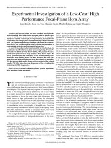 IEEE TRANSACTIONS ON TERAHERTZ SCIENCE AND TECHNOLOGY, VOL. 2, NO. 1, JANUARY[removed]Experimental Investigation of a Low-Cost, High Performance Focal-Plane Horn Array